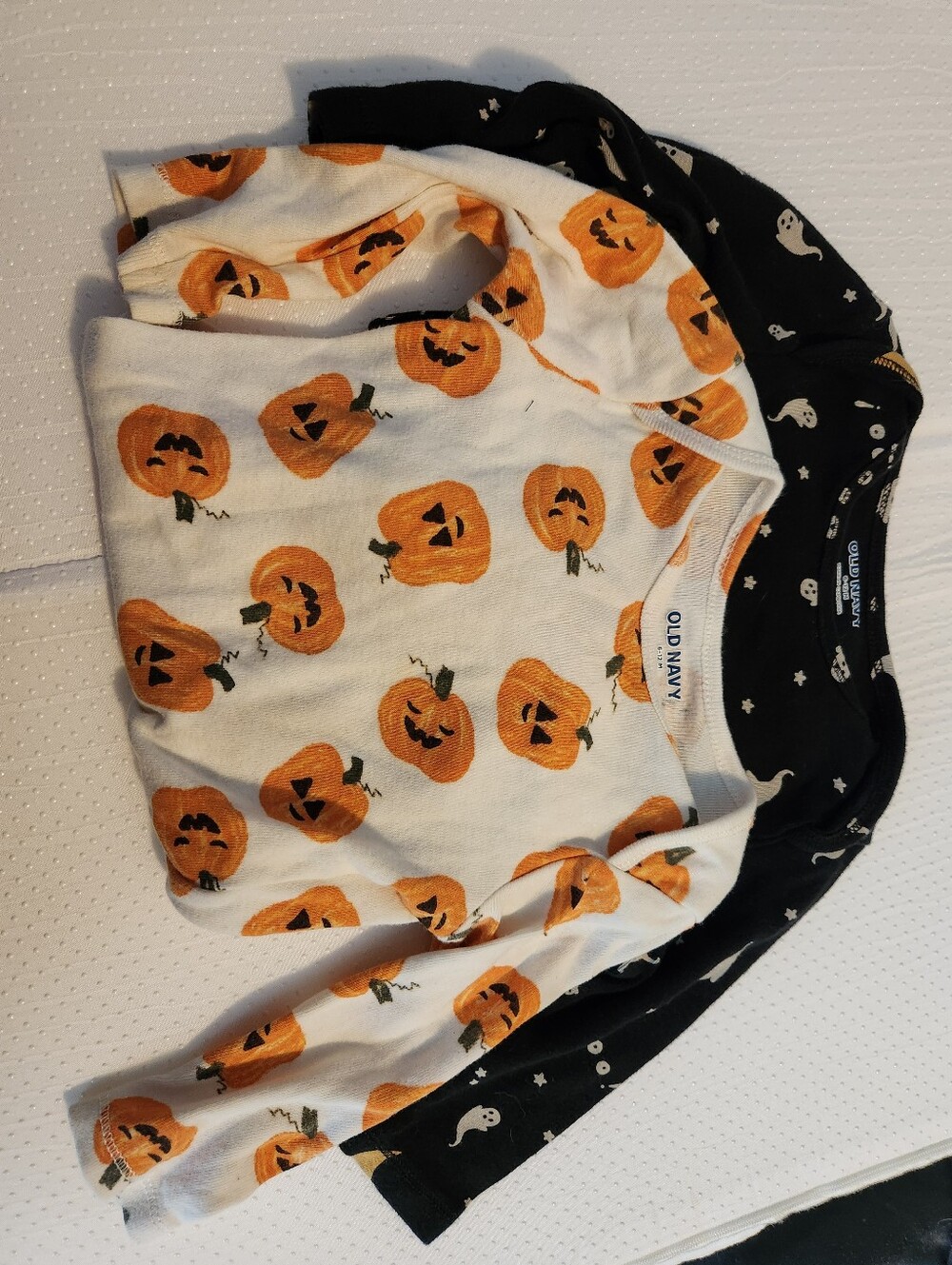 Old Navy Kids Pumpkin & Ghost Long-Sleeve Tops - White, Black & Orange